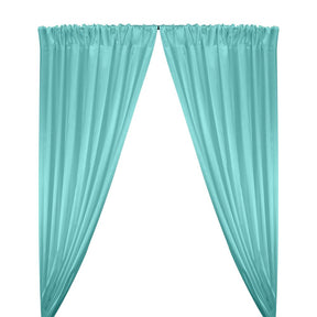 Stretch Charmeuse Satin Rod Pocket Curtains Aqua Blue 1