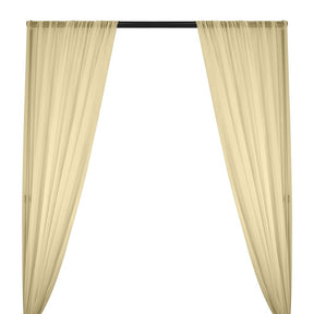 Silk Georgette Chiffon Rod Pocket Curtains Beige 1