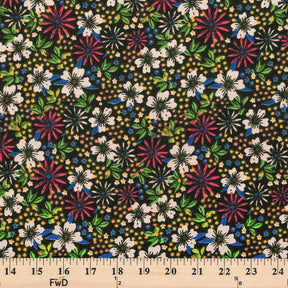 Hibiscus Crepe De Chine Print Fabric SV577791 Black 3
