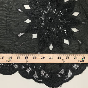 Double Layered Embroidery Pearl With Sequin On Organza Fabric SV576118 Black 3