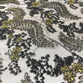 Fern Corded Metallic Embroidery On Mesh Fabric SV576168 2