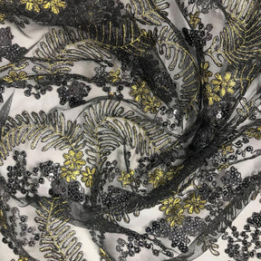 Fern Corded Metallic Embroidery On Mesh Fabric SV576168 3