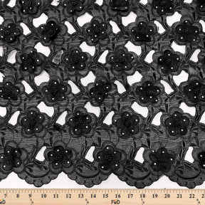 Black Floral Embroidery On Black Organza Lace Fabric SV575702 3