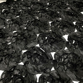 Black Satin Rosette On White Satin Fabric SV575683 2