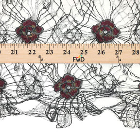 Corded Metallic Lace With Rose Patches Fabric SV576150 Black & Silver 3