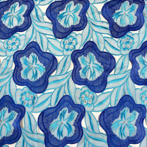 Blue Hawaii Floral Embroidery Lace Fabric SV576813 1