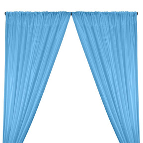 Poly China Silk Lining Rod Pocket Curtains Blue 1