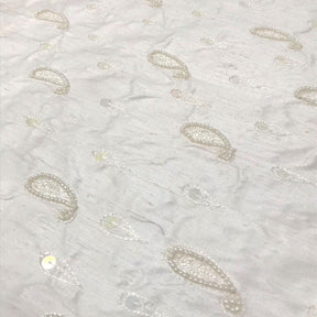 Bridal Paisley Pearled Silk Dupioni Fabric SV576079 1