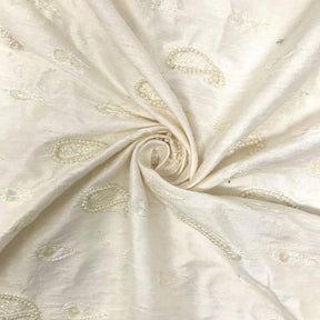 Bridal Paisley Pearled Silk Dupioni Fabric SV576079 3