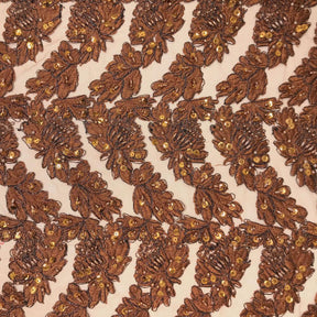Autumn Leaf Corded Lace On Tulle Fabric Group