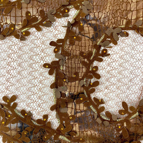Brown Cobra Print Floral Bud Mesh Lace Fabric SV576413 2