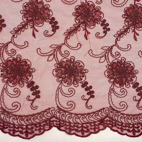 Burgundy Bridal Corded Lace On Mesh SV576314 1