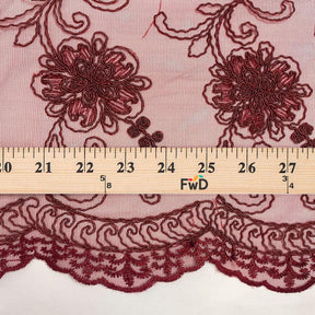 Burgundy Bridal Corded Lace On Mesh SV576314 3