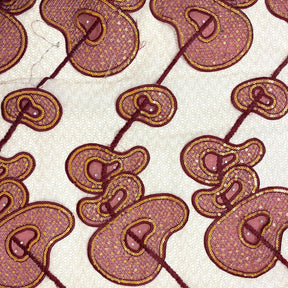 Burgundy Corded Rings Sequins Embroidery Chemical Mesh Fabric SV576466 1
