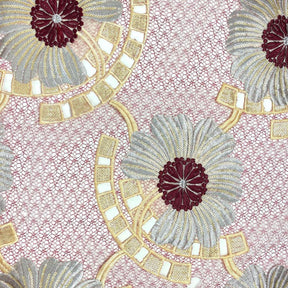 Burgundy Sunflower Patch Embroidered Chemical Lace Fabric SV576446 1