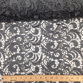 Grey Cardinal Guipure French Venice Lace Fabric SV570219 3