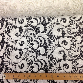 Ivory Cardinal Guipure French Venice Lace Fabric SV570218 3