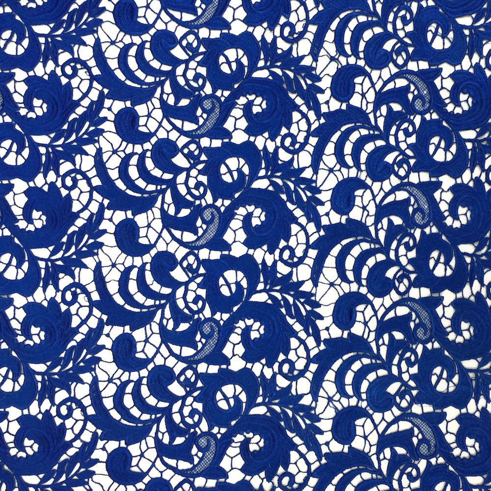 Royal Blue Cardinal Guipure French Venice Lace Fabric SV570151 2
