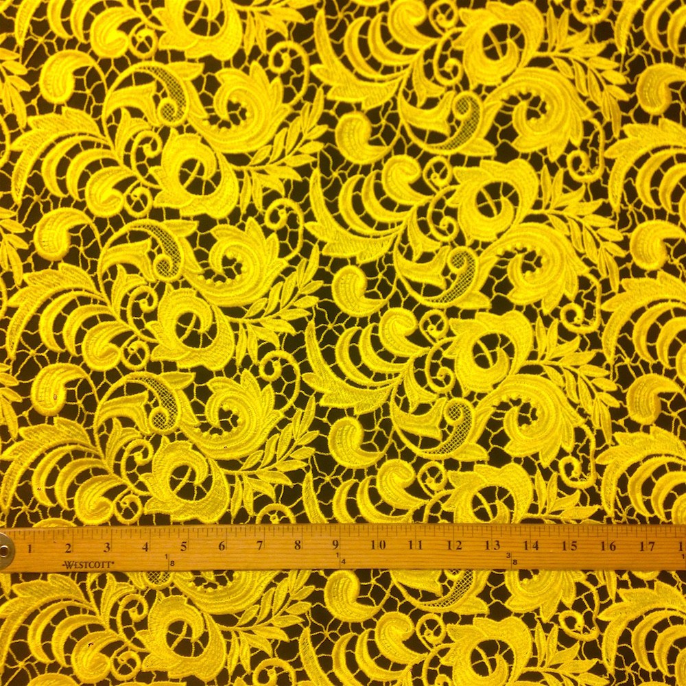 Yellow Cardinal Guipure French Venice Lace Fabric SV570155 2
