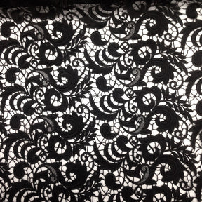 Black Cardinal Guipure French Venice Lace Fabric SV570220 2