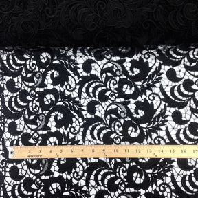 Black Cardinal Guipure French Venice Lace Fabric SV570220 3