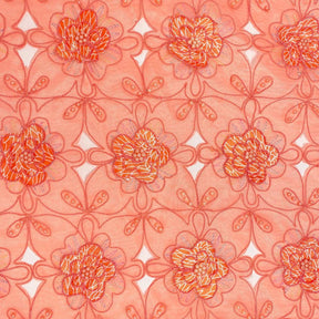 Coral Daisy Striped Patch Corded Organza Fabric SV576478 1