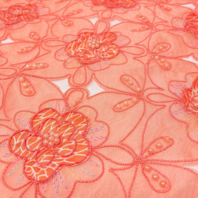 Coral Daisy Striped Patch Corded Organza Fabric SV576478 2