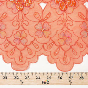 Coral Daisy Striped Patch Corded Organza Fabric SV576478 3
