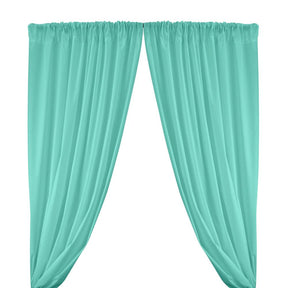 Cotton Polyester Broadcloth Rod Pocket Curtains Curtains Aqua Blue 1
