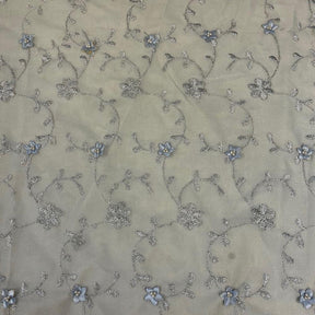 Daisy Embroidered Lace Fabric SV576814 Grey 1
