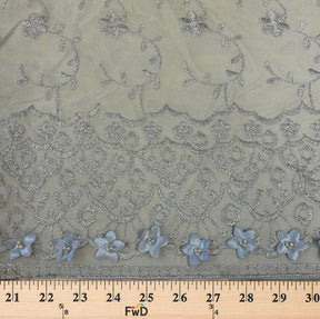 Daisy Embroidered Lace Fabric SV576814 Grey 3