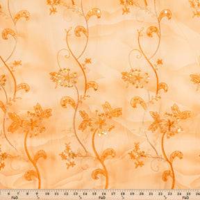 Forget Me Knot Floral Sequin Embroidery Fabric SV577778 Orange 3