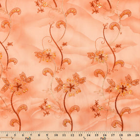 Forget Me Knot Floral Sequin Embroidery Fabric SV577777 Peach 3