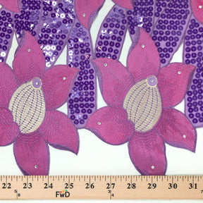Lotus Embroidery W Rhinestones Sequins SV576157 Fuchsia 3