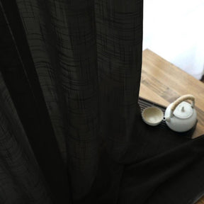 Sheer Voile Gasa Rod Pocket Curtains Black 2