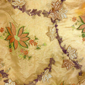 Gold Blossom Floral Patch Double Layer Organza Fabric SV576359 1
