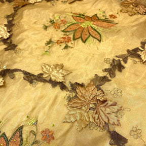 Gold Blossom Floral Patch Double Layer Organza Fabric SV576359 2