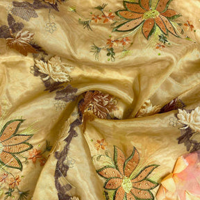 Gold Blossom Floral Patch Double Layer Organza Fabric SV576359 3