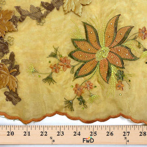 Gold Blossom Floral Patch Double Layer Organza Fabric SV576359 4