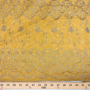 Daisy Embroidered Lace Fabric SV576503 Gold 3