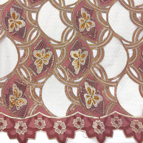 Gold Floral Sequins On Organza Fabric SV575691 1