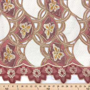 Gold Floral Sequins On Organza Fabric SV575691 3