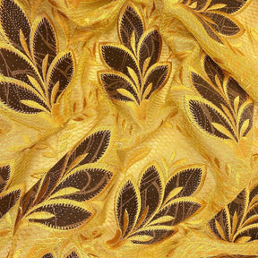 Gold Sparkled Mint Leaves Metallic Embroidery Lace Fabric SV576538 Gold 3