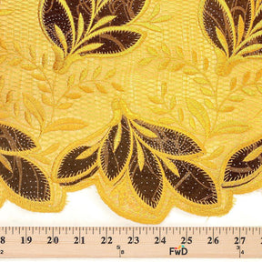 Gold Sparkled Mint Leaves Metallic Embroidery Lace Fabric SV576538 Gold 4