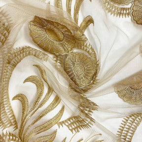 Gold Sunflower Reed Embroidery On Mesh Fabric SV576358 2