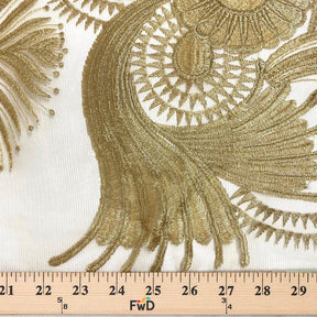 Gold Sunflower Reed Embroidery On Mesh Fabric SV576358 3