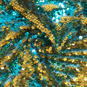 Two Sided Reversible Sequins Rod Pocket Curtains Gold Turquoise 4