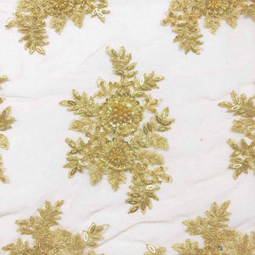 Viburnum Bridal Lace Beaded Fabric SV573419 Gold 3