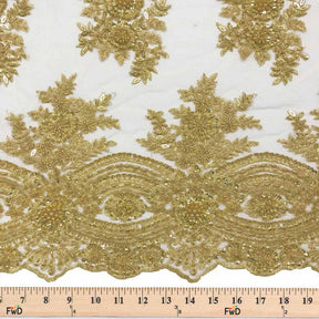 Viburnum Bridal Lace Beaded Fabric SV573419 Gold 4