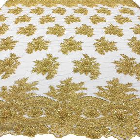 Viburnum Bridal Lace Beaded Fabric SV573419 Gold 6